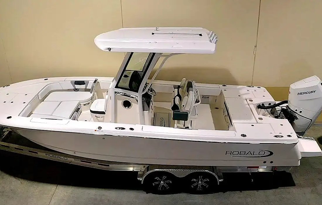 Robalo center console in the showroom